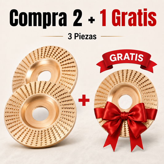 Set de 3 Discos de Desbaste de Acero al Carbono para Madera (Plano - Curvo - Inclinado)