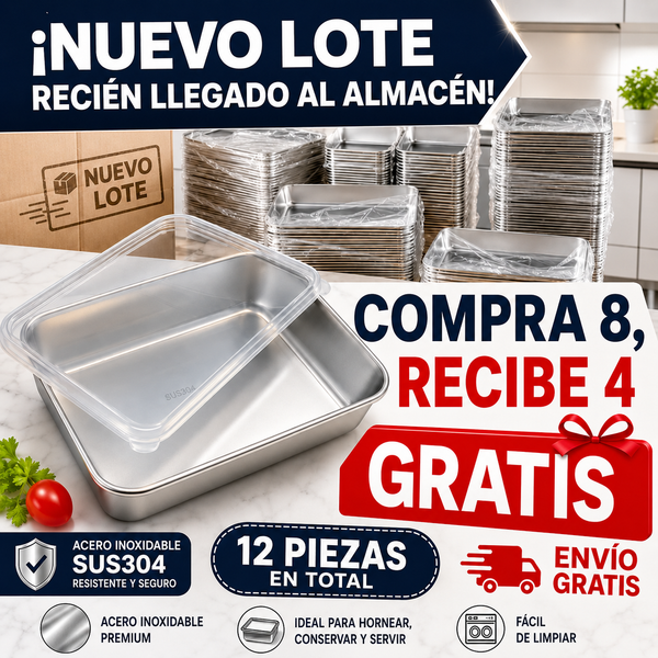 Recipiente de acero inoxidable 304 de 2500 ml – Una solución segura y práctica para conservar alimentos (25×20×6 cm)