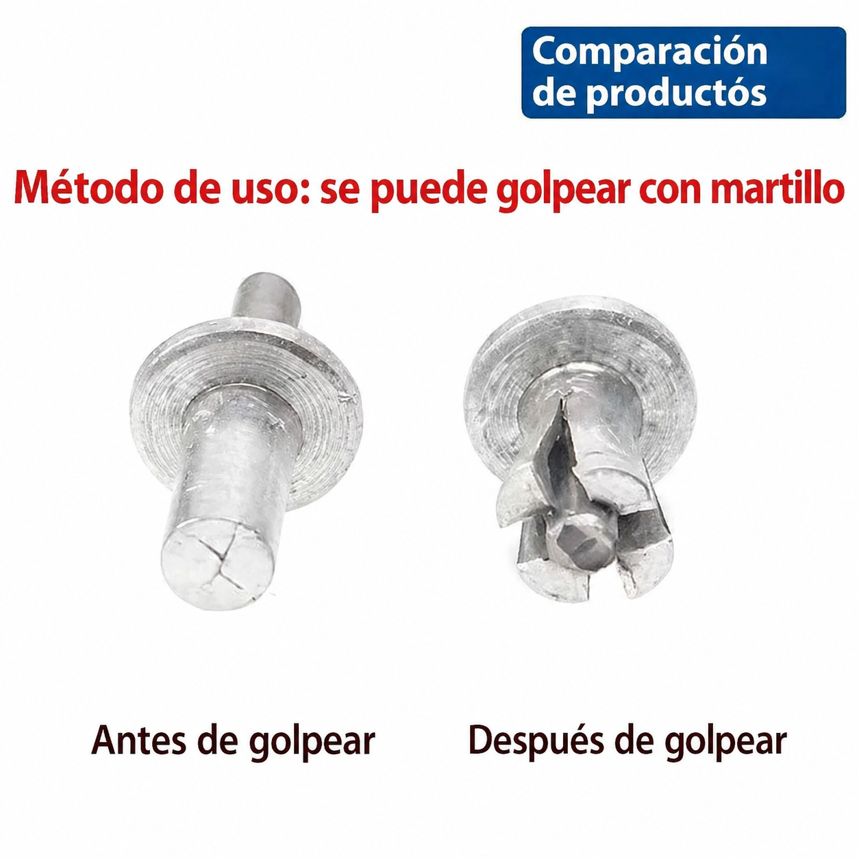 Remache de Impacto sin Remachadora — Fijación Rápida Solo con Martillo | Kit de 50 Unidades