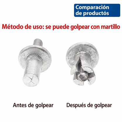 Remache de Impacto sin Remachadora — Fijación Rápida Solo con Martillo | Kit de 50 Unidades