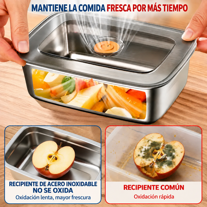 Recipiente Hermético De Acero Inoxidable 316 Antibacteriano (19x14x6cm)