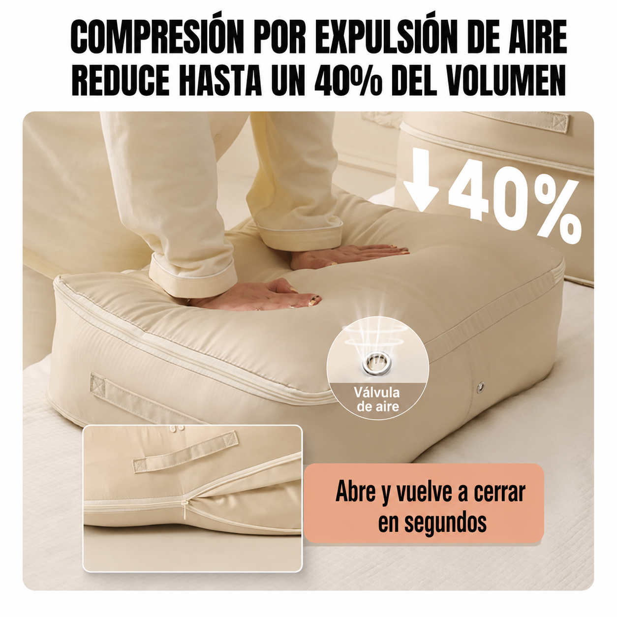 Bolsas Organizadoras de Compresión Automática para Edredones, Ropa y Mantas, Impermeables y Resistentes a la Humedad (54 × 42 × 30 cm)