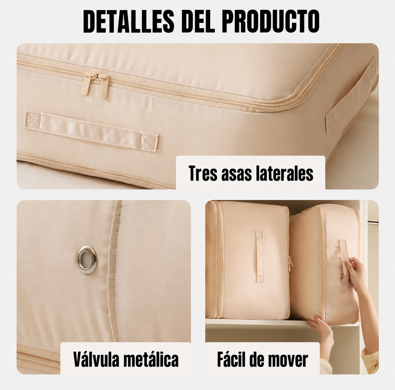 Bolsas Organizadoras de Compresión Automática para Edredones, Ropa y Mantas, Impermeables y Resistentes a la Humedad (54 × 42 × 30 cm)