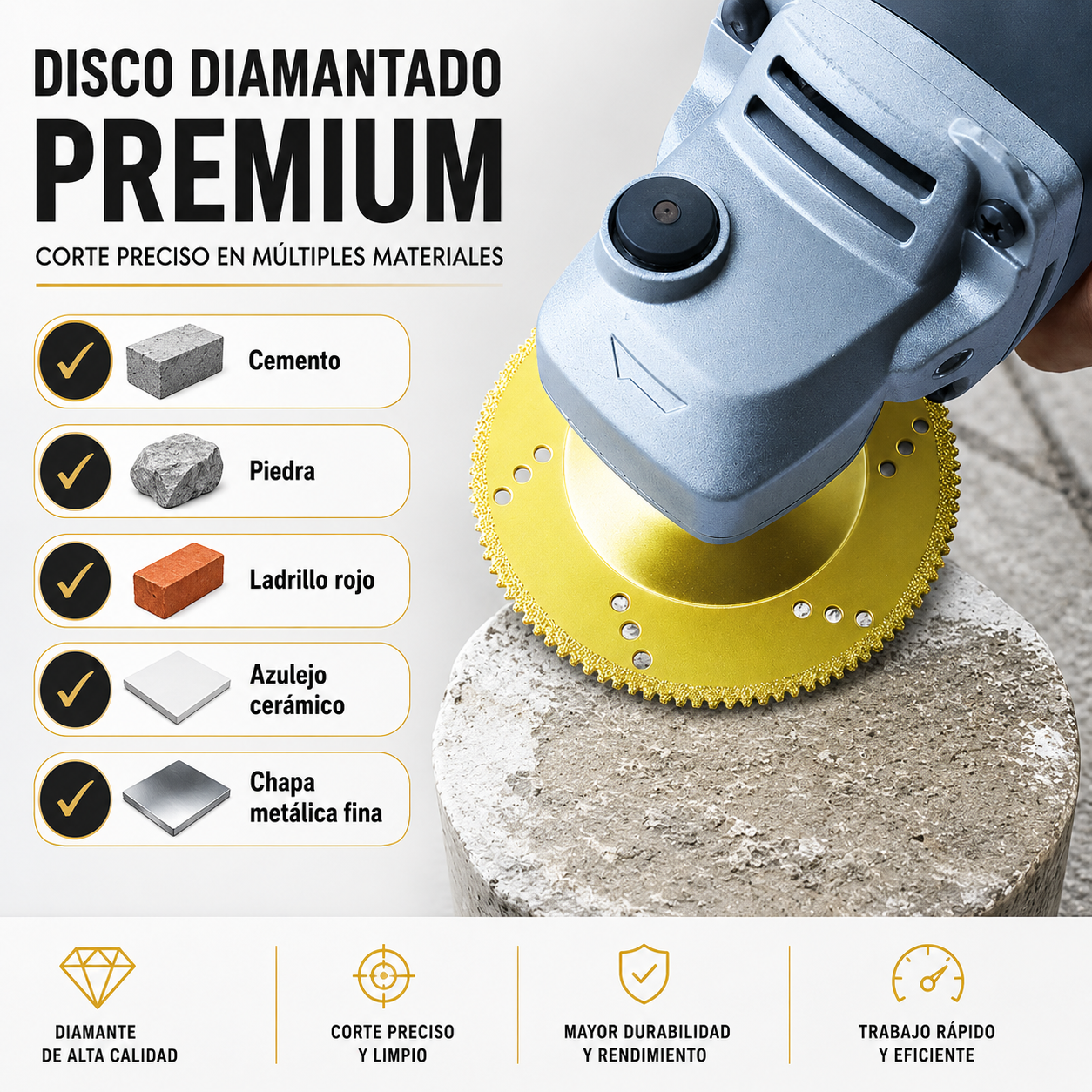 Disco diamantado 5 en 1 – Corta, lija y moldea en segundos
