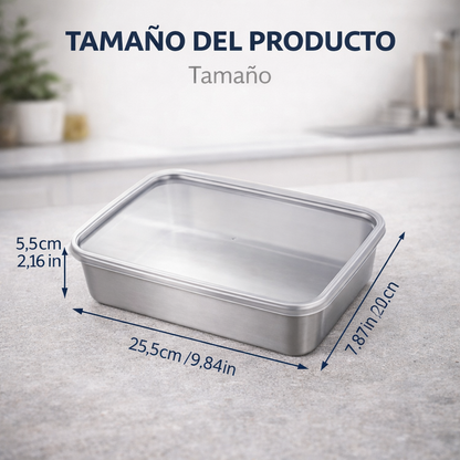 Contenedores de acero inoxidable SUS304 (25 × 20 × 6 cm)