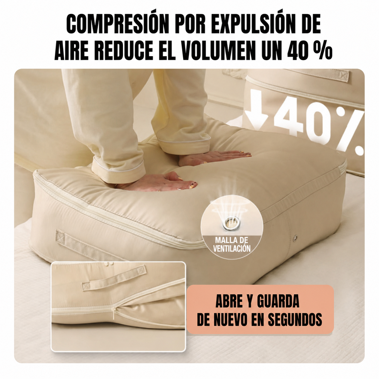 Bolsas Organizadoras de Compresión Automática para Edredones, Ropa, Mantas, Impermeables y a Prueba de Humedad (54x42x30cm)