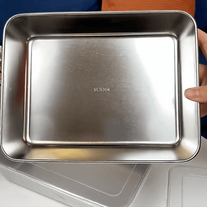 Contenedores de acero inoxidable SUS304 | Alimentos frescos por más tiempo (25x20x5cm)