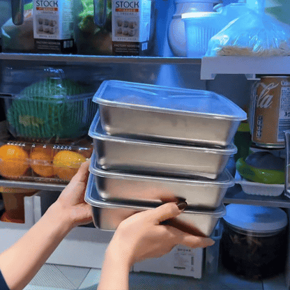 Contenedores de acero inoxidable SUS304 | Alimentos frescos por más tiempo (25x20x5cm)