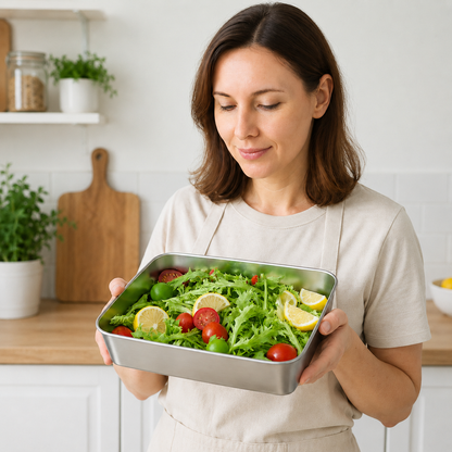 Contenedor de Alimentos de Acero Inoxidable 304 con Tapa Hermética – Frescura Más Duradera, Sin Olores ni Desperdicios