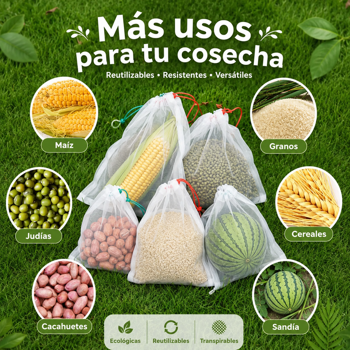 Bolsas de malla transpirables y reutilizables para proteger frutas y verduras – Protección contra insectos, moscas de la fruta y pájaros