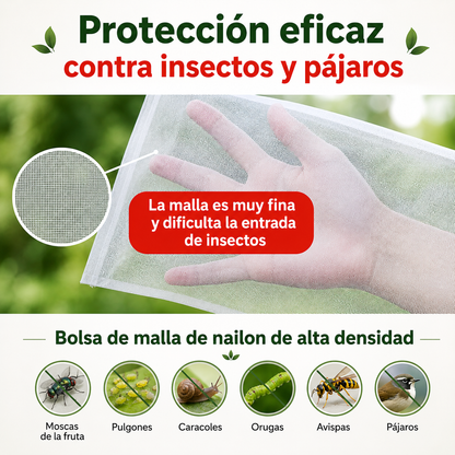 Bolsas de malla transpirables y reutilizables para proteger frutas y verduras – Protección contra insectos, moscas de la fruta y pájaros