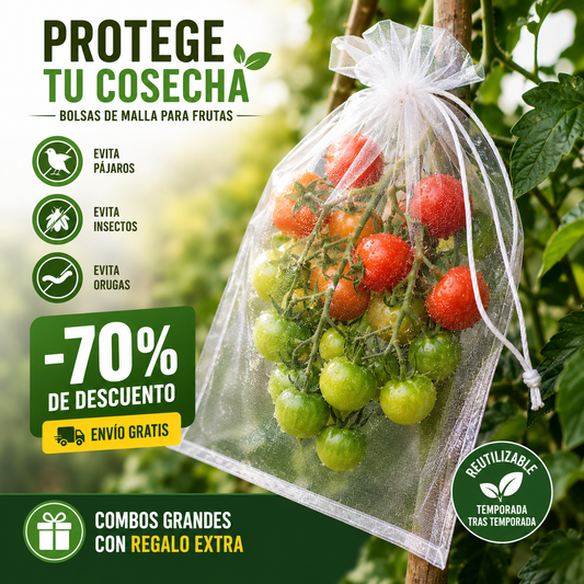 Bolsas de Malla para Proteger Frutas — Reutilizables y Transpirables