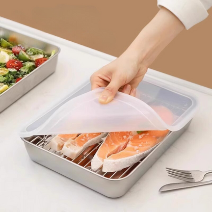 Recipiente para Alimentos de Acero Inoxidable 304 – Frescura Prolongada y Máxima Seguridad (25x20x5 cm)