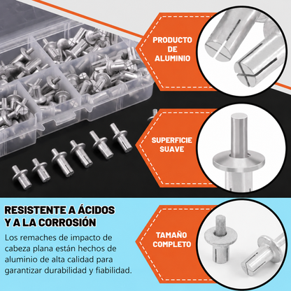 Remache de Impacto sin Remachadora — Fijación Rápida Solo con Martillo | Kit de 50 Unidades