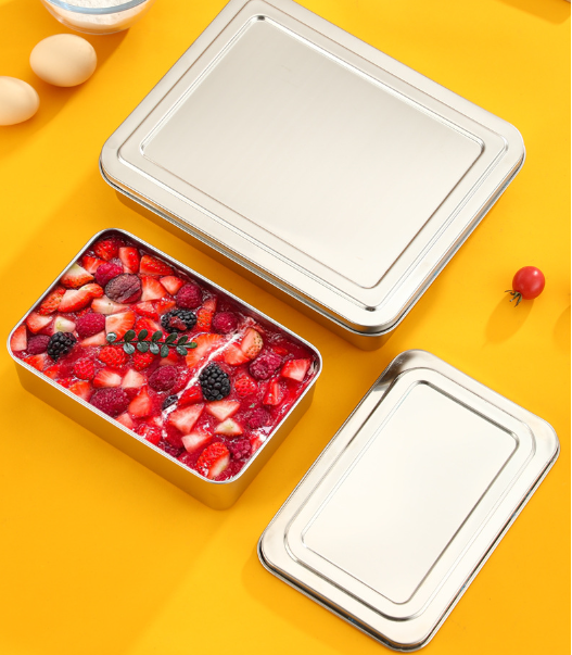 Set De 2 Cajas Para Tapa De Bandeja De Servicio De Acero Inoxidable (28.5*22.5*6 cm)