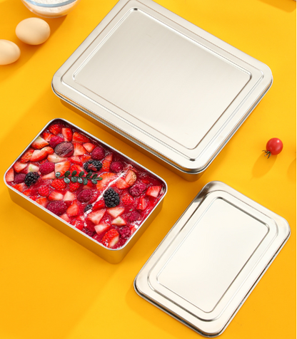 Set De 2 Cajas Para Tapa De Bandeja De Servicio De Acero Inoxidable (28.5*22.5*6 cm)