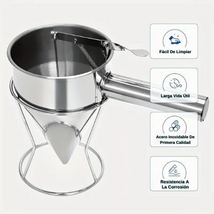 Dispensador De Masa De Acero Inoxidable Con Mango Y Soporte