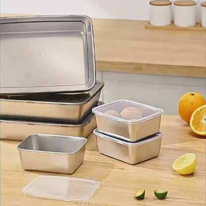 SUS304 caja de almacenamiento de alimentos, bandeja rectangular, seguro para la salud (25x20x6cm)
