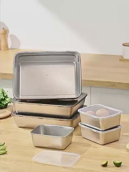 SUS304 caja de almacenamiento de alimentos, bandeja rectangular, seguro para la salud. (25x20x6cm)