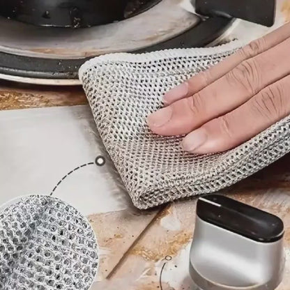 Juego de paños de acero inoxidable de 2 capas (10/20/30 unidades) – Estropajos de malla metálica duraderos, antiadherentes y antidesprendimiento para ollas, sartenes, parrillas y barbacoas