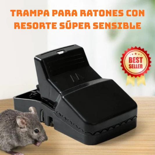Trampa de resorte robusta y súper resistente - la solución segura y eficaz para eliminar los ratones de tu hogar.