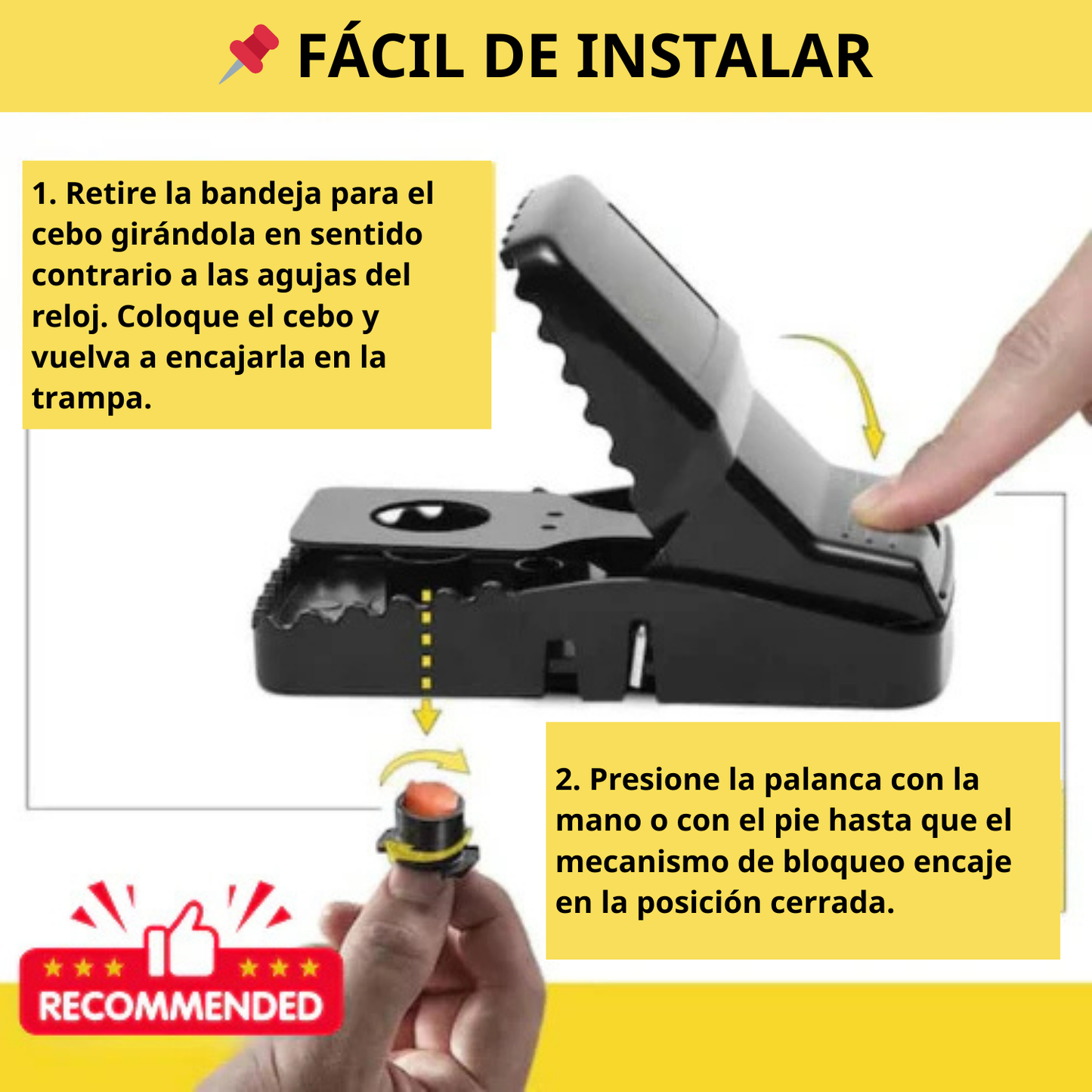 Trampa de resorte robusta y súper resistente - la solución segura y eficaz para eliminar los ratones de tu hogar.