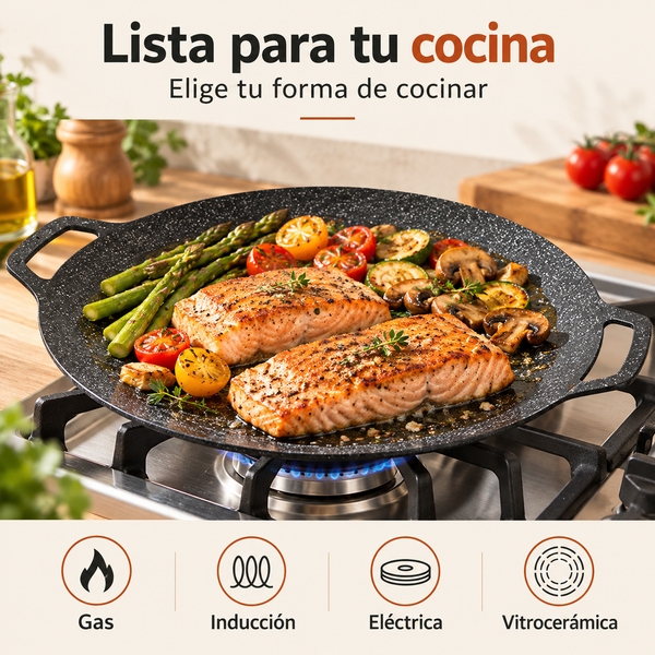 Sartén multiusos antiadherente de 6 capas para cocinas de gas, inducción, eléctricas y vitrocerámicas