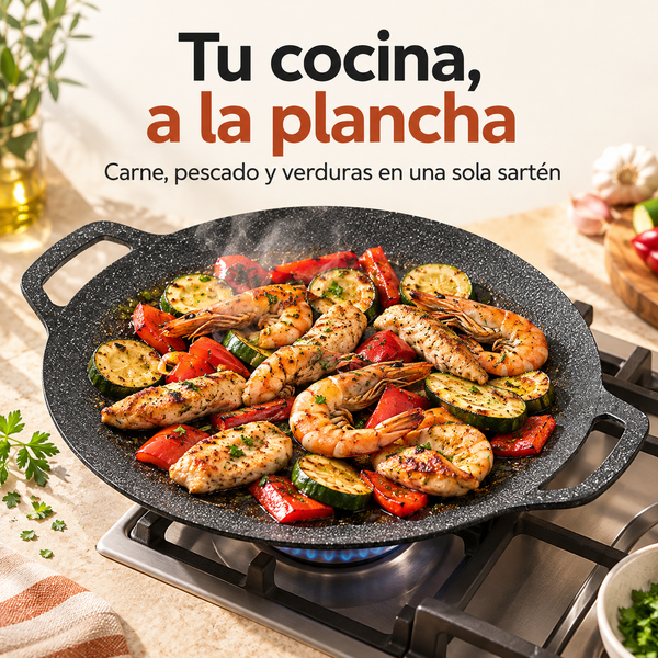 Sartén antiadherente multiusos de 6 capas, compatible con cocinas de gas, inducción, eléctricas y vitrocerámicas