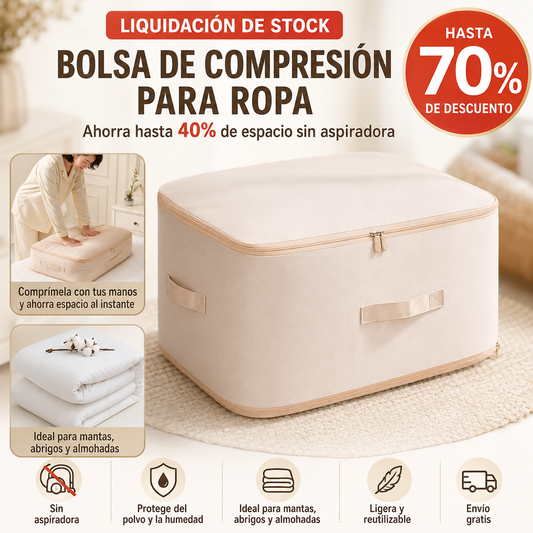 Bolsas Organizadoras de Compresión Automática para Edredones, Ropa, Mantas, Impermeables y a Prueba de Humedad (54x42x30cm)