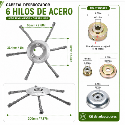 Cabezal Desbrozador de Acero 6 Hilos – Potencia y Precisión en Cada Corte