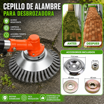 Hoja de Corte de Césped de Alambre de Acero Súper Resistente 360° (Incluye Kit de Adaptadores)