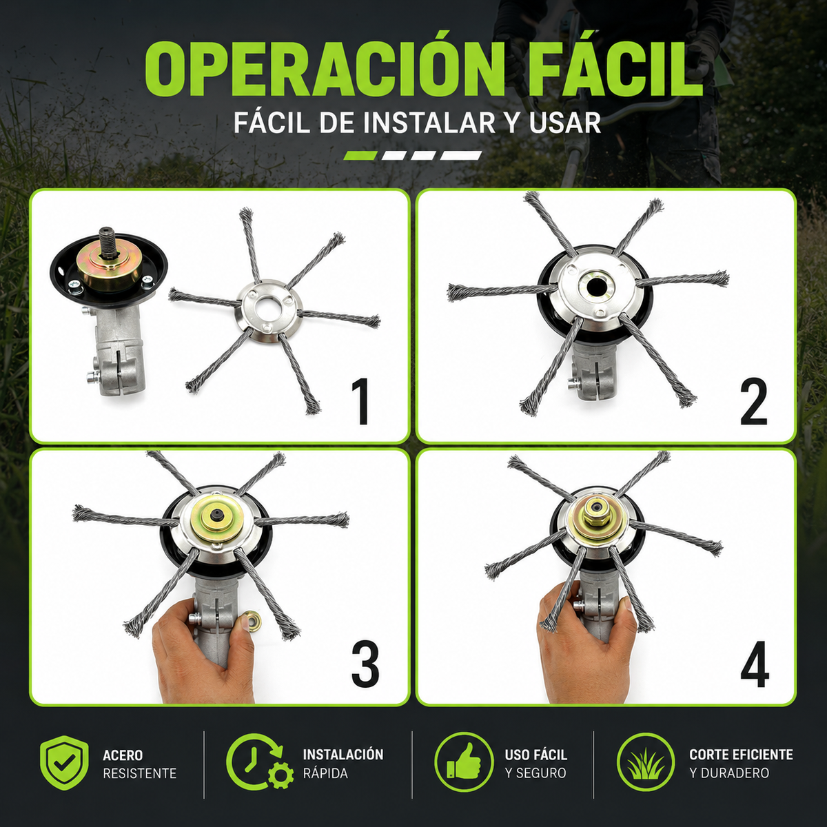 Cabezal Desbrozador de Acero 6 Hilos – Potencia y Precisión en Cada Corte