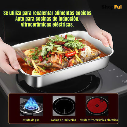 Bandeja De Cocina De Acero Inoxidable SUS304 Para Ollas Calientes, Pescado Al Vapor, Hornear Y Almacenar Alimentos.