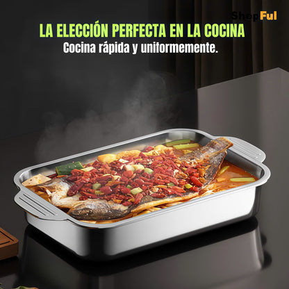 Bandeja De Cocina De Acero Inoxidable SUS304 Para Ollas Calientes, Pescado Al Vapor, Hornear Y Almacenar Alimentos.