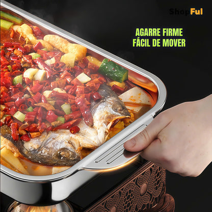 Bandeja De Cocina De Acero Inoxidable SUS304 Para Ollas Calientes, Pescado Al Vapor, Hornear Y Almacenar Alimentos.