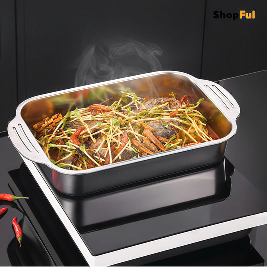 Bandeja De Cocina De Acero Inoxidable SUS304 Para Ollas Calientes, Pescado Al Vapor, Hornear Y Almacenar Alimentos.