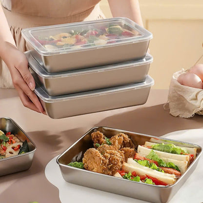 [🎁PROMOCIÓN DE VERANO] Bandeja de acero inoxidable 304 – Una solución segura y práctica para conservar los alimentos (25×20×6 cm)