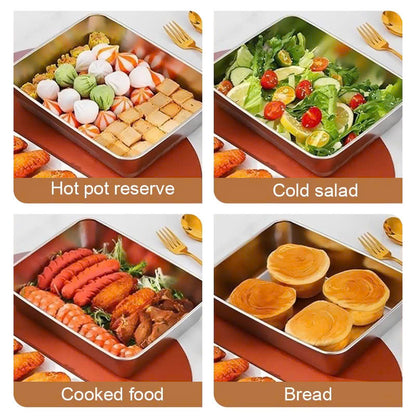 SUS304 caja de almacenamiento de alimentos, bandeja rectangular, seguro para la salud. (25x20x6cm)